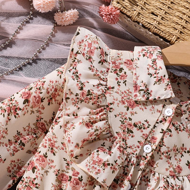 Mädchen Blumenkleid Mit Kragen Und Langarm Im Mesh Prinzessin Stil_voghion.com