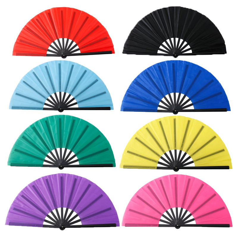 Hueso de bambú de calidad, abanico plegable grande, impresión de imágenes, festival de música, abanico de kung fu de gran tamaño personalizado, pedido mínimo de 100