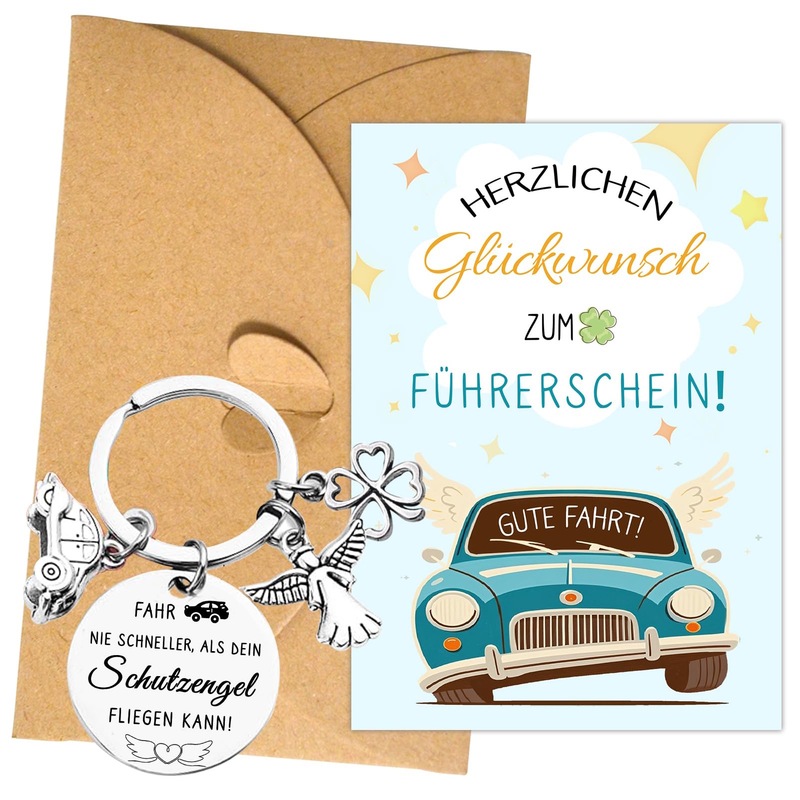 German Driver's License Passed Keychain Safe Driving Keychain Guardian Angel Lucky Charm Driver's License Gift