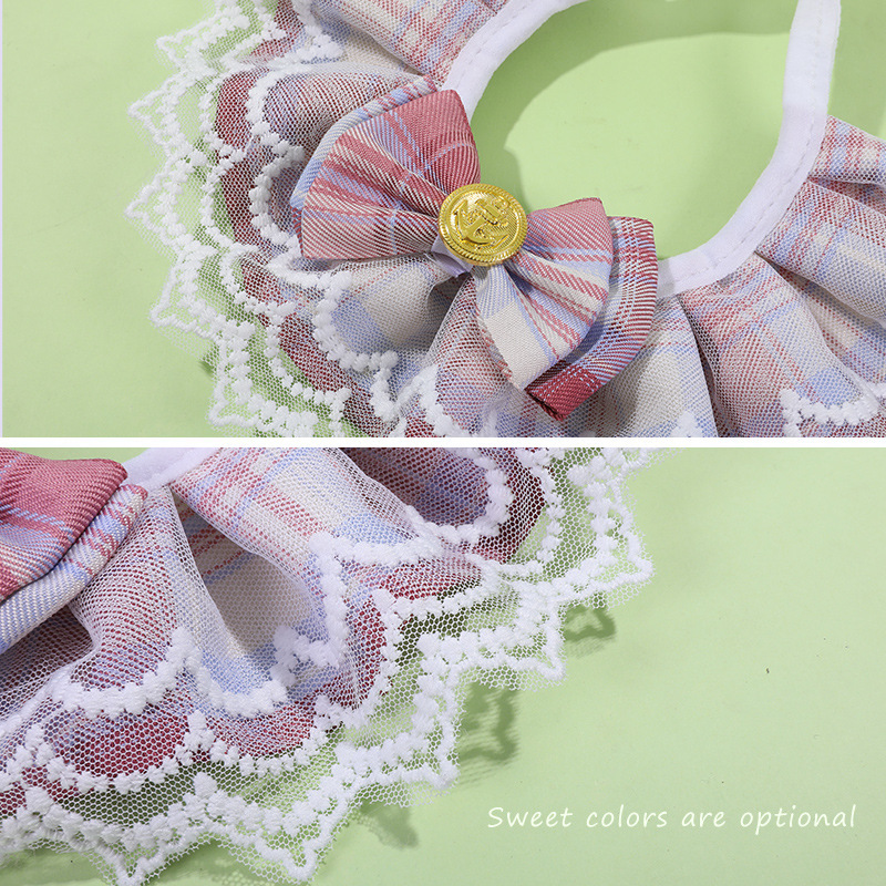 Gato de encaje bufanda babero mascota princesa estilo bufanda arco collar transfronterizo Venta caliente decoraciones al por mayor