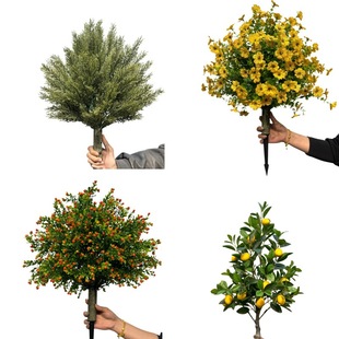 Artificial Plant Ornaments for Garden Decoration, Potted Plants, Garden Stakes, Lavender, Pine, Cypress, Boxwood, Wooden Porch, Artificial Garden