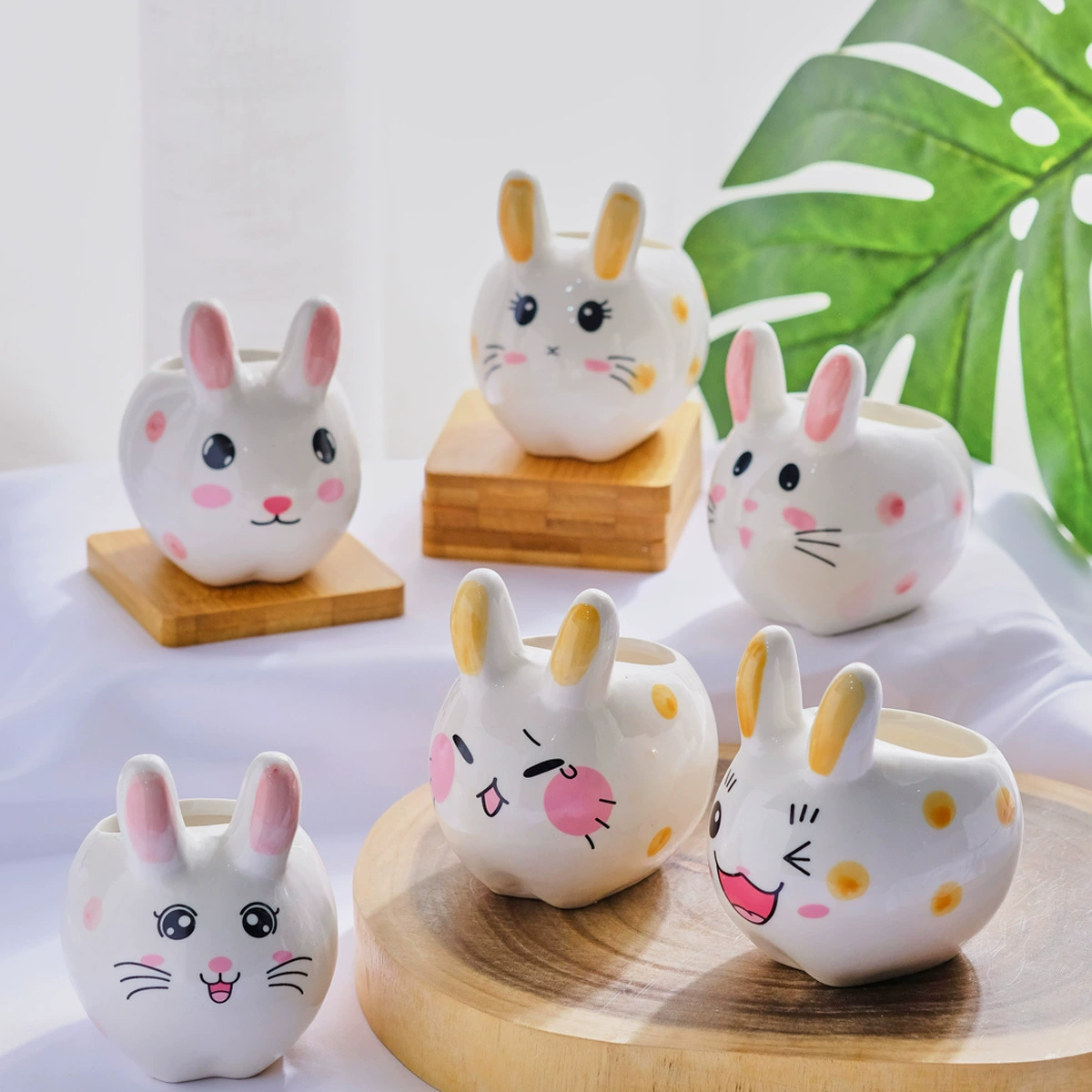 Succulent plant cartoon carved cement hand -painted flower pot desktop pallets wholesale