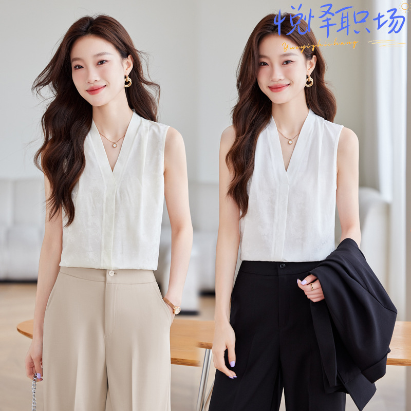 播音主持人西装内搭女配小西服衬衫内衬打底背心正装艺考上镜衬衣
