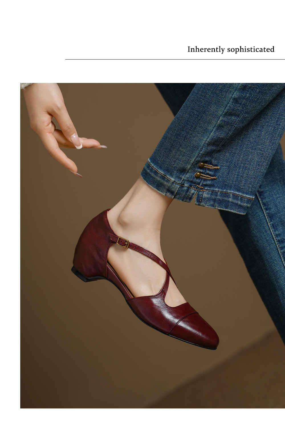 Giày sandal cao gót nữ quai ngang mũi nhọn da dê, gót vuông ổn định — đen chi tiết 12