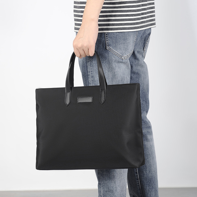 New men's business conference handbag, horizontal large capacity document computer bag, A4 file hand-held men's bag