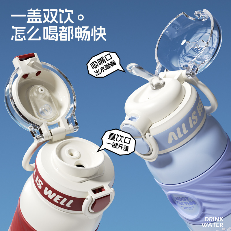 新款学生保温杯大容量便携吸管杯316不锈钢男孩上学防摔简约水杯|undefined