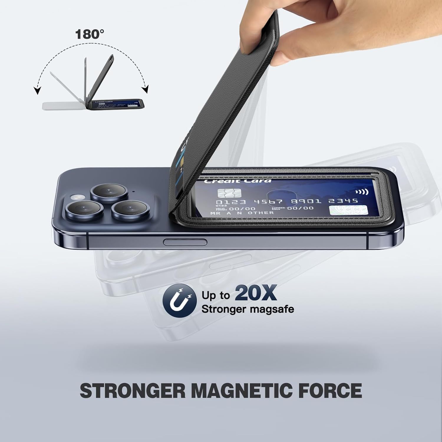 Paquete de tarjeta magnética ultrafina transfronteriza, soporte de teléfono móvil con eje giratorio, funda de tarjeta, cepillo antirrobo, paquete de tarjeta adhesiva trasera de posición de múltiples tarjetas Magsafe