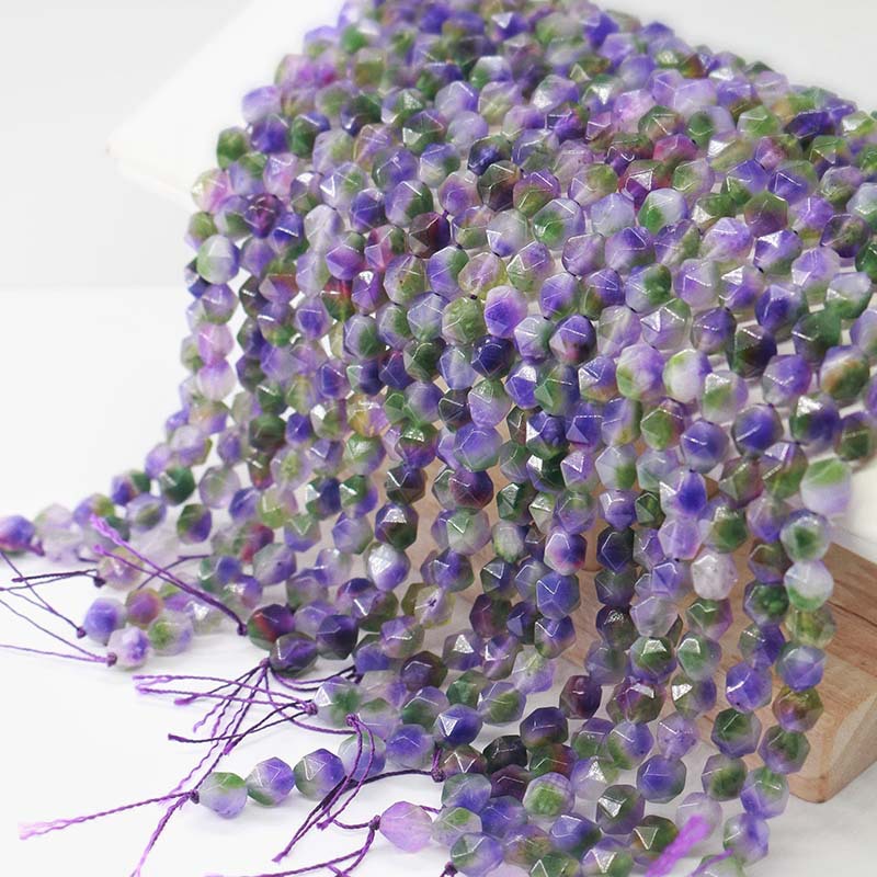 A String Diameter 8mm Natural Stone Chalcedony Irregular Geometric Faceted Jewelry Accessories Beads display picture 17