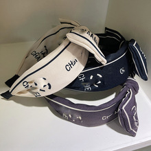 高颅顶大蝴蝶结发箍女夏季网红法式新款洗脸发带显脸小字母头箍女