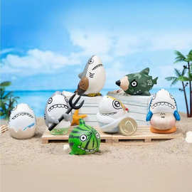 正版不二马大叔鲨雕系列鲨鱼手办摆件可爱男生创意玩具盲盒批发