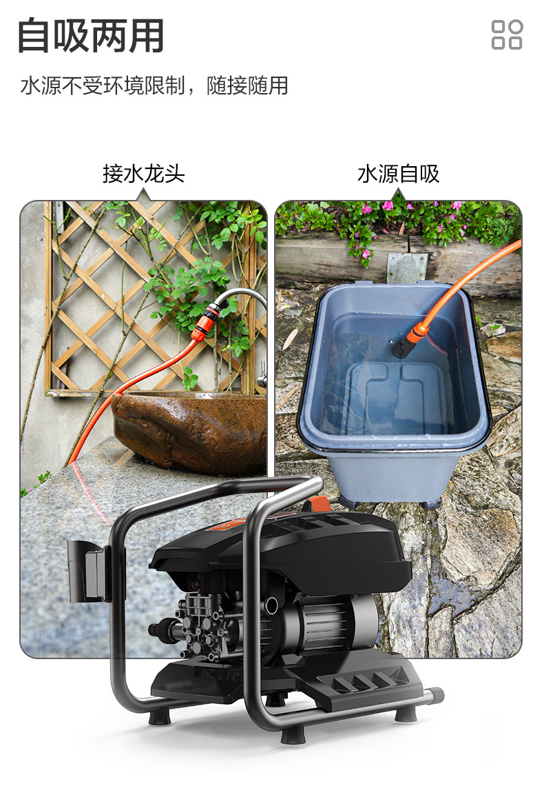 Yili Car Washer 4310 - Self-priming, dual-use, household waterproof cleaning machine, durable, portable, with gun shut-off and sensor motor