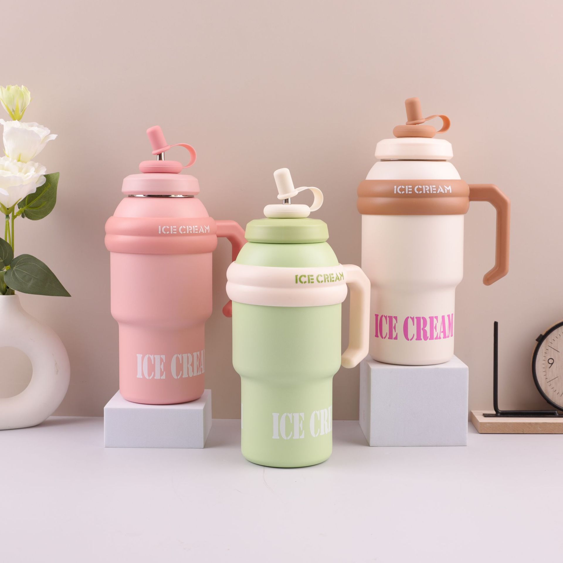 Nuevo Big Mac 316 taza de automóvil de acero inoxidable taza de mango de vacío de doble capa taza de gran capacidad con taza de aislamiento de paja