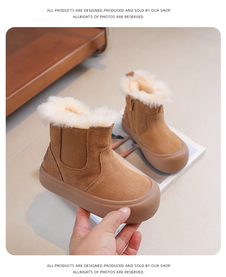 Children's Boots 2025 New Winter Big Snow Cotton Girls' Baby Fleece-Lined Kids' Shoes_voghion.com