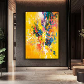 赵无极现代简约手绘油画抽象肌理入户玄关挂画装饰画酒店走廊挂画