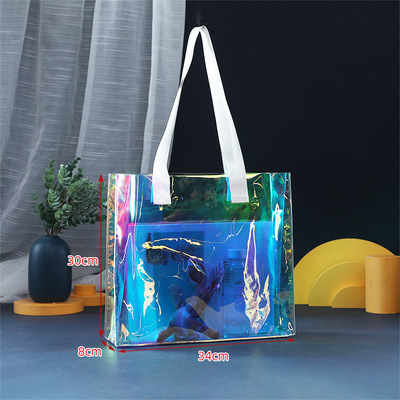 Suministro directo de fabricantes de bolsas láser de PVC brillantes Red Red de plástico transparente Jelly Pack bolsas de TPU pueden imprimir logotipo