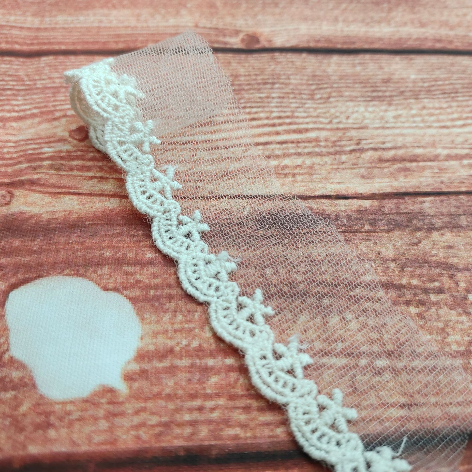 小链条网纱底棉线绣花蕾丝花边辅料小星星弧边百搭DIY服装配饰