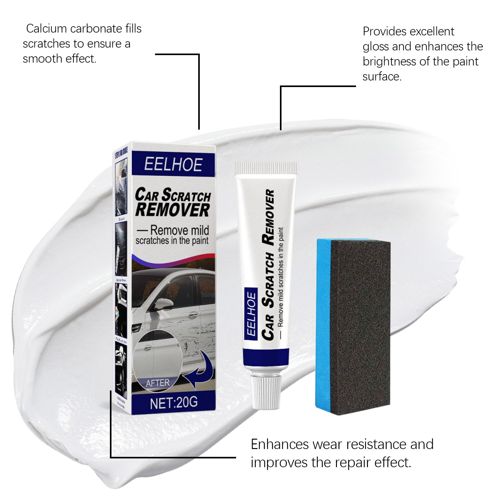 Eelhoe Car Scratch Care Agent, Scratch Removal Abrasive, Paint Car Polishing Wax, Car Mark Scratch Care