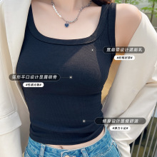 新款方领棉打底吊带小背心女纯色外穿背心内搭修身性感打底衫上衣