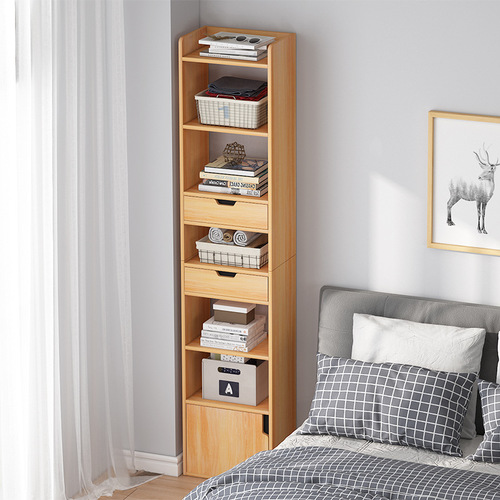 Ultra-narrow corner cabinet space-saving living room sofa side corner cabinet Nordic bedroom sandwich shelf corner storage cabinet