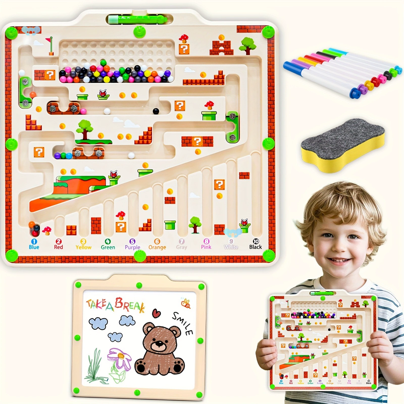 Магнитный лабиринт с цифрами и доска для рисования 2 в 1 Монтессори