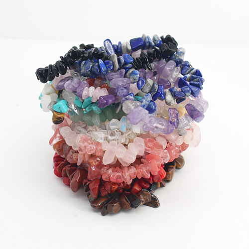 European and American cross-border bohemian style natural gravel bracelet colorful stone elastic bracelet couple jewelry