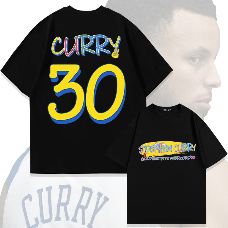 Warriors CURRY Curry No. 30 Pure Cotton Short-sleeved T-shirt Men's Summer Trendy Brand Loose Shoulder Half-sleeve Upper Clothes Warriors CURRY Curry No. 30 Pure Cotton Short-sleeved T-shirt Men's Summer Trendy Brand Loose Shoulder Half-sleeve Upper Clothes