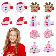 子供のクリスマスのヘアピンサンタクロースの帽子の雪の雪だるまのヘアピンクリスマスツリーのヘラジカの祝日は頭を飾って飾ります。