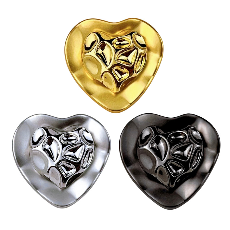 Botón Metálico en Forma de Corazón de Aleación, Decorativo, con Pie, para Ropa y Chaquetas image 6