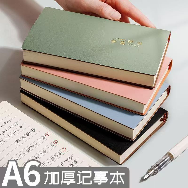 A6 Leather-Bound Notebook, Small Thickened Notepad, Portable Pocket Diary, Soft Leather Business Notebook