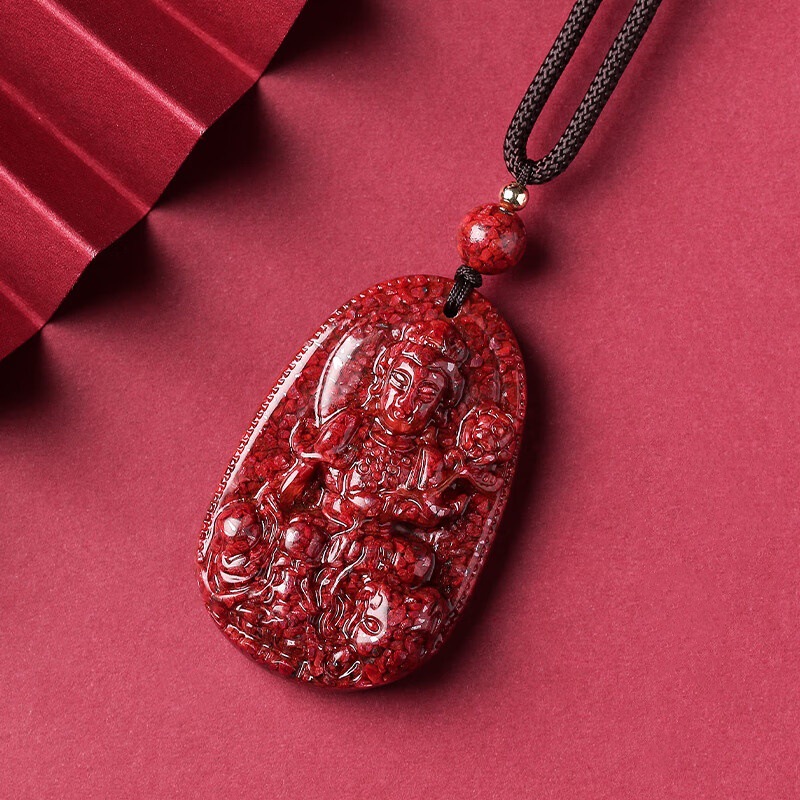도매 천연 CINNABAR 크리스탈 샌드 펜던트 부처님 높은 콘텐츠 조디악 범핑 년 수호 신 펜던트