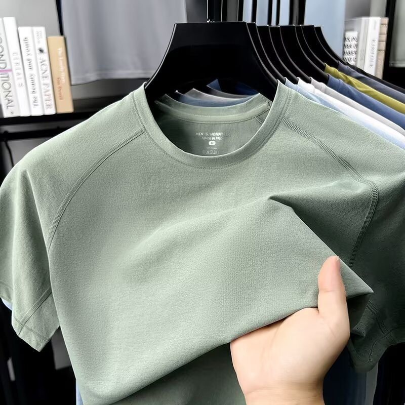 Quick-Drying Short-Sleeved T-Shirt for Men, Summer New Style, Casual Thin Raglan Sleeve T-Shirt, Outdoor Sports Fitness Round Neck Base Shirt