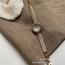 REBIRTH珍珠链条小表盘手表女款高档精致轻奢高颜值贝母表盘女表