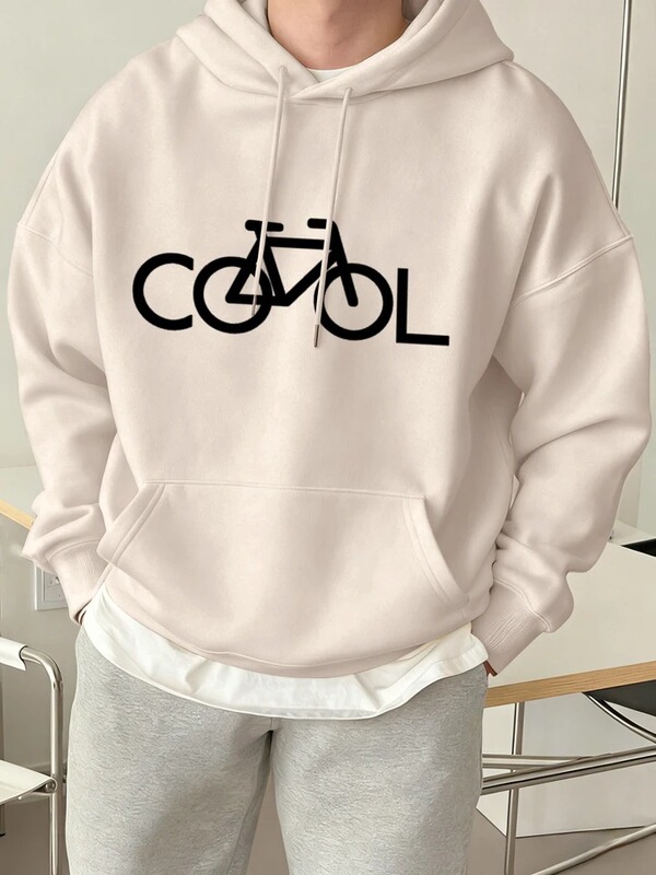 Bicycles Are Very Cool, and the Printed Men's Sporty Casual Pullover Is a Stylish Wool Hoodie That's Perfect for Autumn