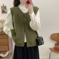 春秋新款大码减龄洋气马甲外套女上衣打底衫显高显瘦半身裙三件套