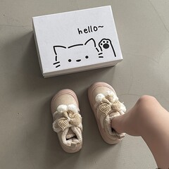 可爱蝴蝶结厚底包跟棉鞋女2025年冬季加绒加厚舒适保暖东北雪地靴