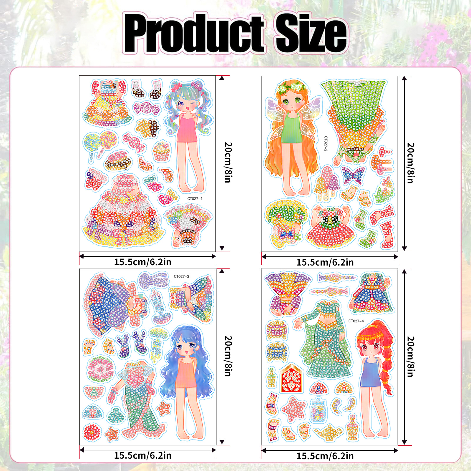 Joyas de princesa adsorción pintura de diamante pegatinas de refrigerador para niños hechos a mano diy creativo mampostería pegatinas juguetes al por mayor