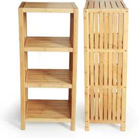 竹制浴室收纳架4层搁板洗漱用品竹木收纳架家用杂物竹木架沥水架