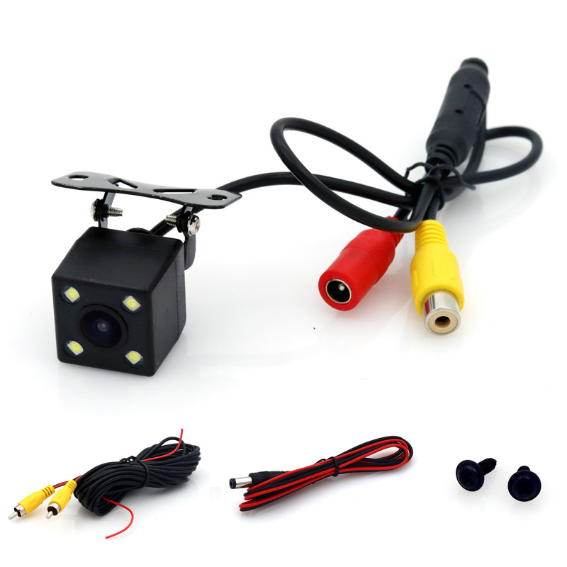 HD plug-in 4 lights CCD reversing rear view camera mirror with ruler with flower head