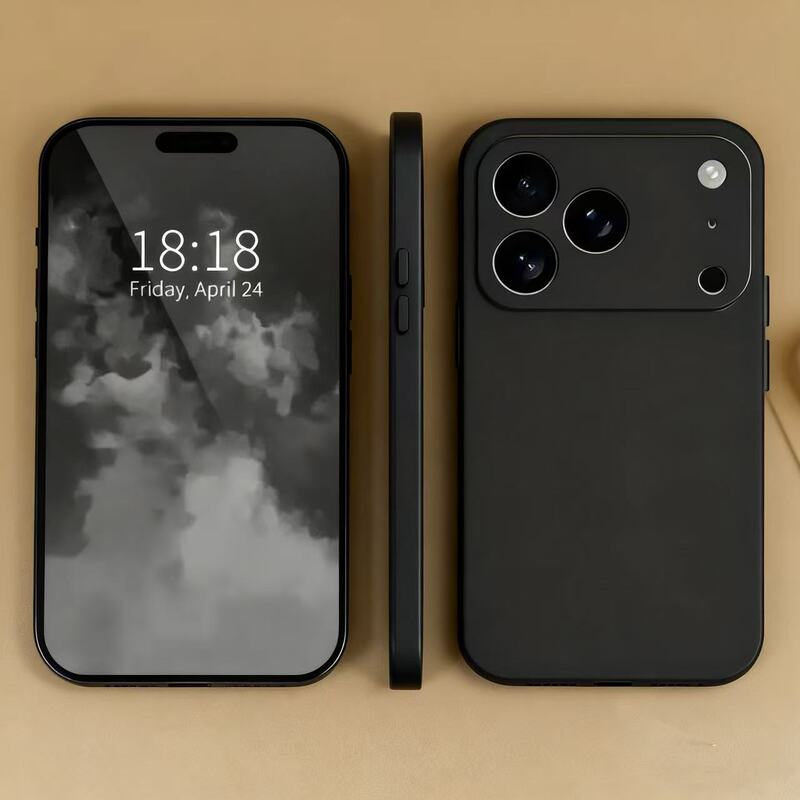 Iphone17 Black Matte Phone Case Is Suitable for Apple 16/15Pro Max Liquid Silicone Anti-Fall Protective Case