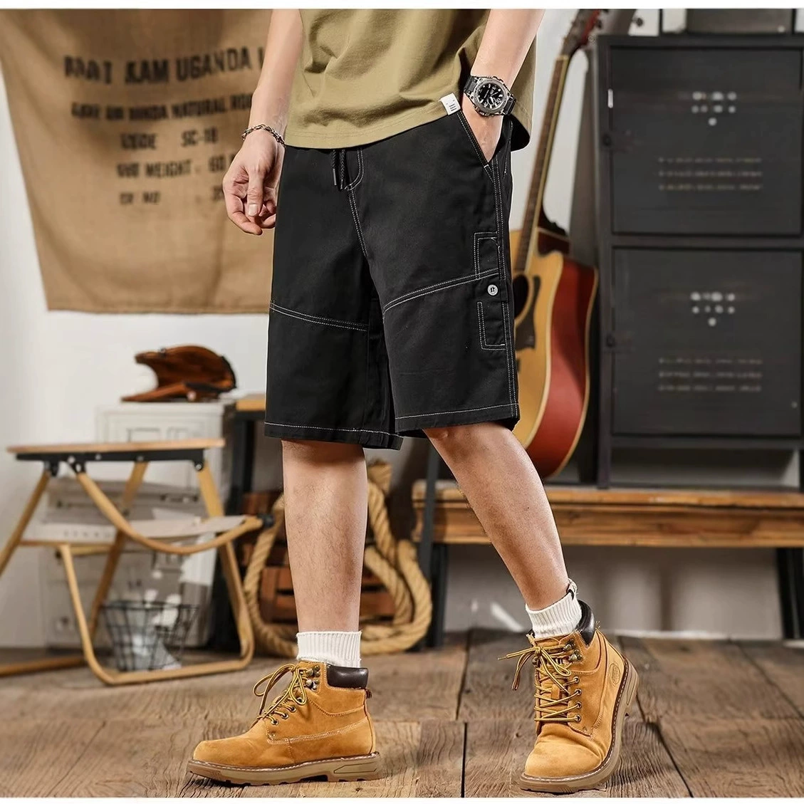 Модные мужские летние новые шорты-карго в американском стиле, высококачественные свободные повседневные мужские брюки