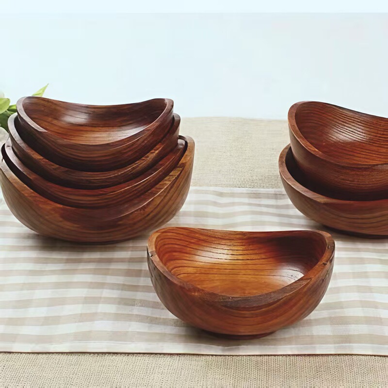 Irregular handmade whole wood solid wood jinbao bowl silver ingot shaped wooden bowl wooden basin fruit candy melon seeds side dish