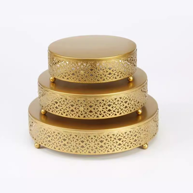 Boda europea apoyos de mesa bandeja de pastel redonda hierro forjado estante de pastel de pies altos bandeja de frutas bandeja de refrigerio