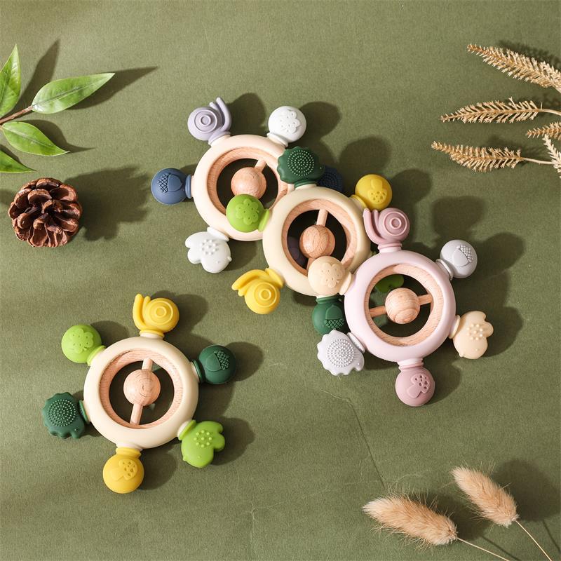Bosque patrón mordedor bebé mordedor palo de silicona bebé mordedor juguete calmante hervida anti-comer mano artefacto