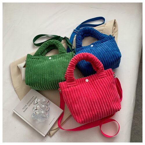  winter new corduroy handbag, foreign style one-shoulder crossbody handbag, simple bucket bag