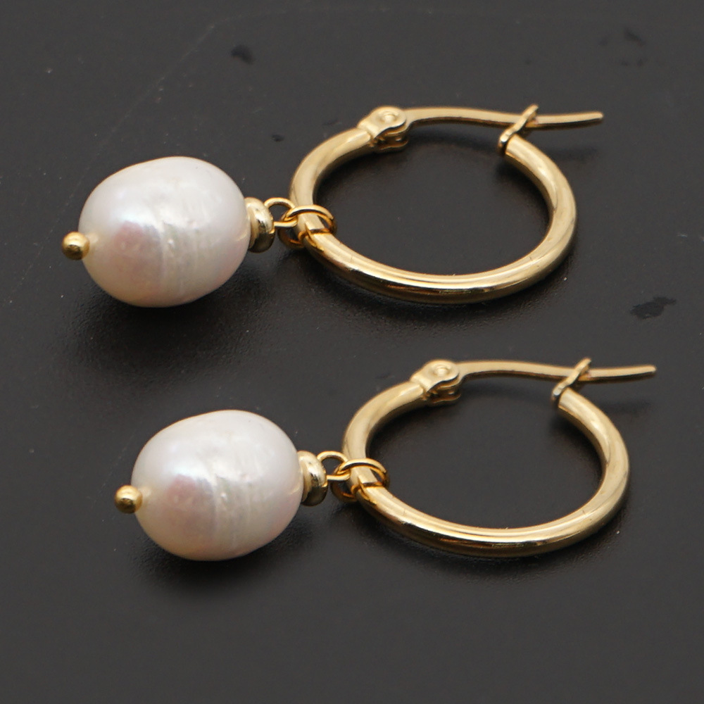 Simple Bohemian Pearl Hoop Earrings display picture 4