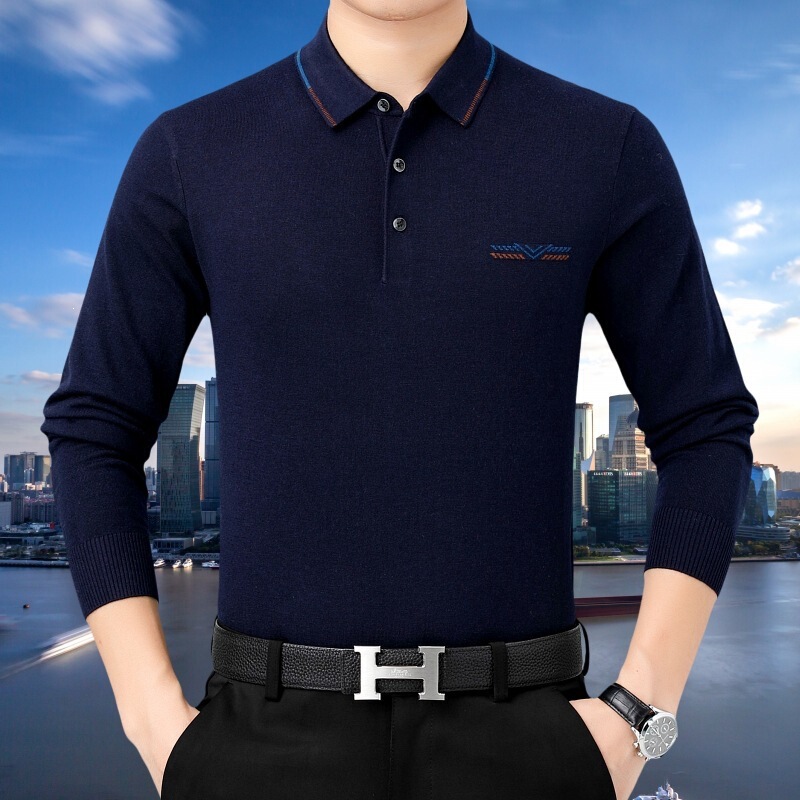 Brand new spring and autumn men's cashmere sweater, long-sleeve T-shirt for middle-aged and elderly men, solid color wool shirt, base shirt Brand new spring and autumn men's cashmere sweater, long-sleeve T-shirt for middle-aged and elderly men, solid color wool shirt, base shirt