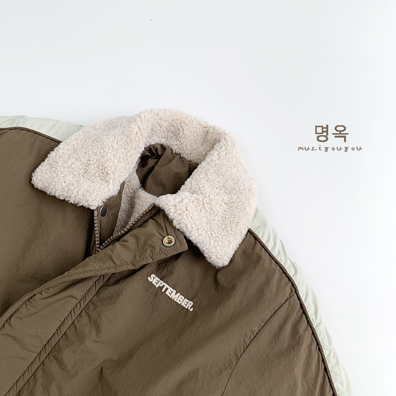 2025 invierno nuevo estilo Harajuku viento chaqueta acolchada de algodón para niños hombres y mujeres versión coreana Mori más chaqueta gruesa cálida de terciopelo chaqueta acolchada para niños pequeños