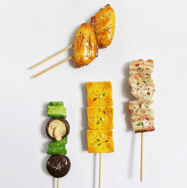 仿真烧烤烤串冰箱贴美食立体3D磁性贴夜宵创意个性磁力贴吸铁石