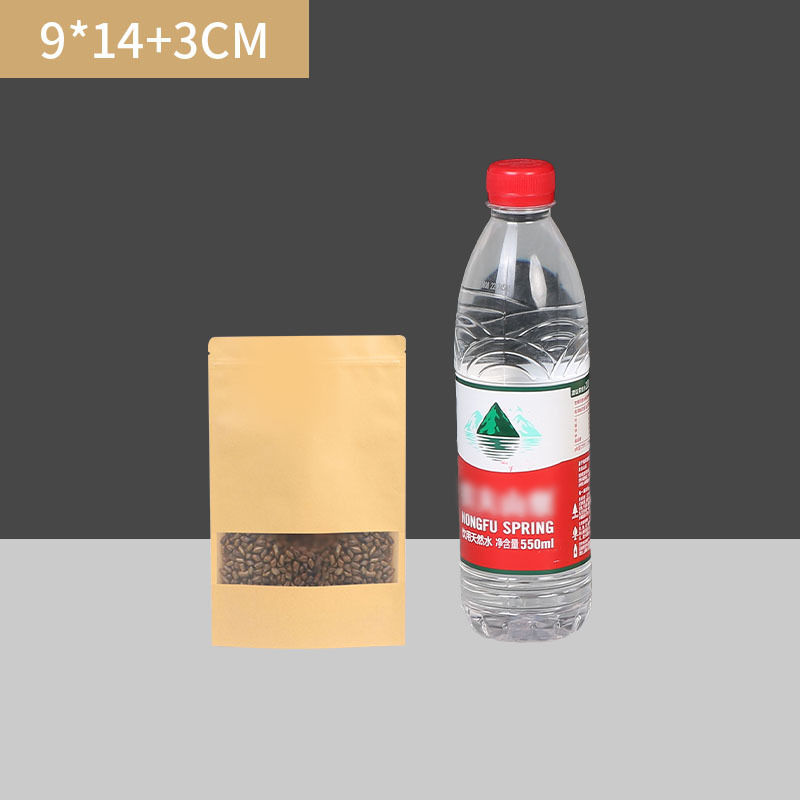 Ventana abierta Bolsa de papel Kraft esmerilado en tres dimensiones de frutas secas bolsa de envasado de alimentos se puede agregar el logotipo de la bolsa sellada autosellante de té de nuez