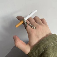 创意烟托戒指烟架雕刻龙祥指架新款抽烟指环女潮学生夹烟器个性